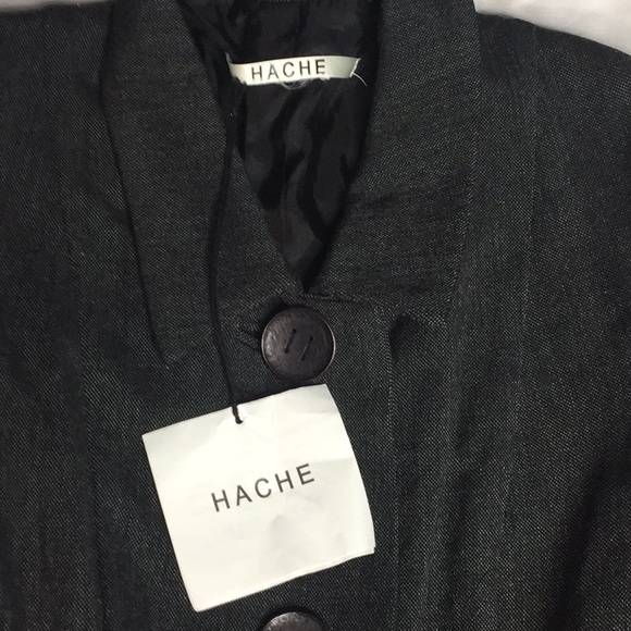 Hache Italian Wool dark coal grey Italian flair gathered skirted swing c… - Picture 6 of 16